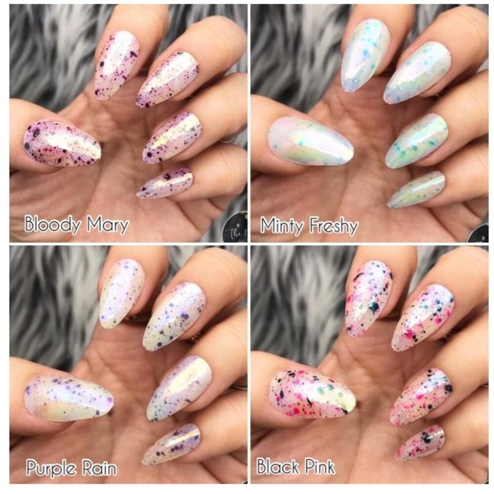 2 Sets/30 Tips of Paint Splatter Press-on Nails